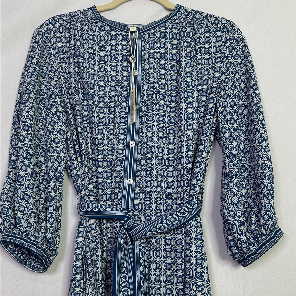 Max Studio Blue Geometric Long Sleeve Dress - Picture 2 of 11